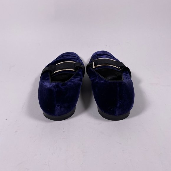 ROGER VIVIER Navy Velvet 'Tuxedo' Metal Buckle Loafers - Picture 5 of 8